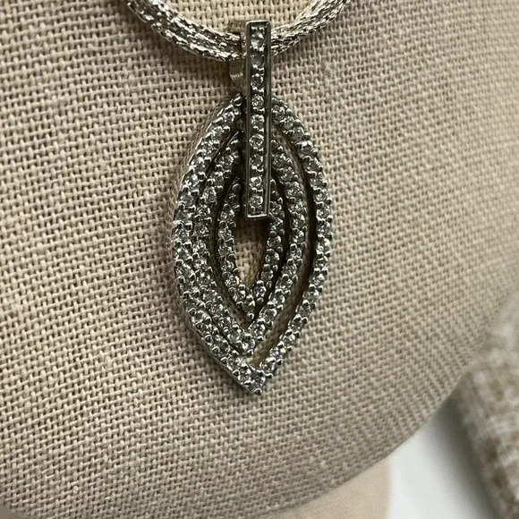 925 Italy Milor Multi-Strand Necklace w/ Layered Teardrop Pendant, 16-18" - Picture 9 of 16